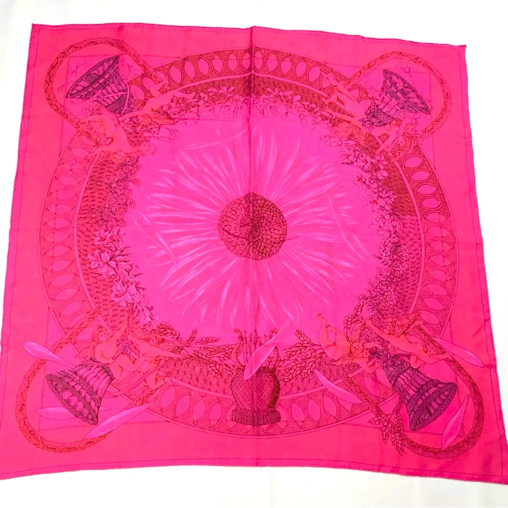 Authentic-Rare Hermes Scarf - Silk Musselin - Annie Faivre - 'Amours'
